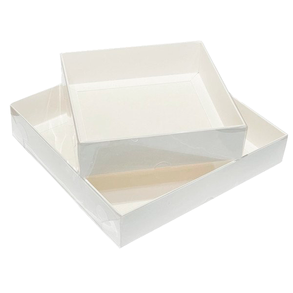 Коробка для пряников/клубники с пластиковой крышкой 15*15*4 см